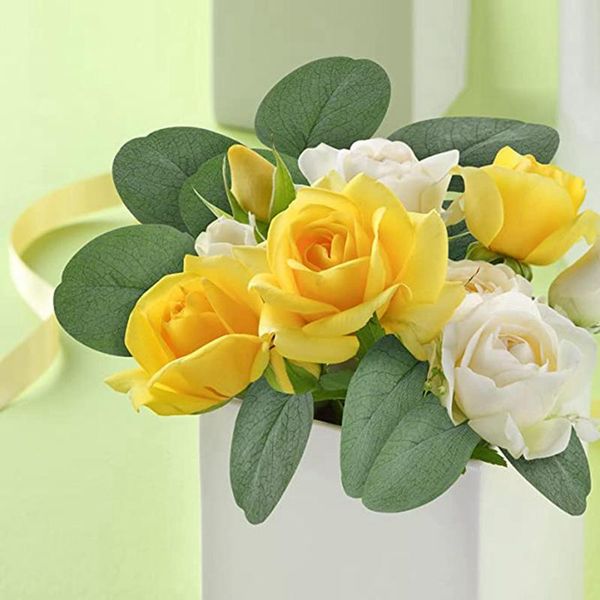 

decorative flowers & wreaths 200 pieces bulk artificial eucalyptus leaves fake greenery silk faux silver dollar plant for diy