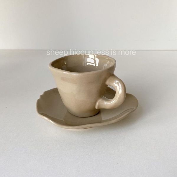 

cups & saucers handle vintage coffee cup small porcelain irregular saucer handmade tazzine caffe household daily necessities ef50cc