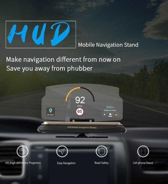 Smartphone Projektor HUD Head Up Display Halter Auto GPS Navigator Halterung Ständer Telefon Halter