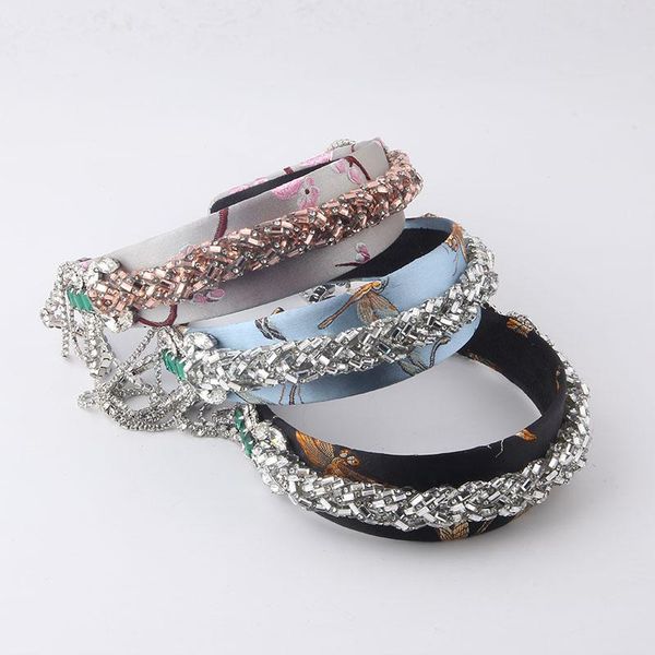 

hair clips & barrettes rhinestone tassel headband fashion style baroque braided ladies casual ball street shooting headwear 953, Golden;silver