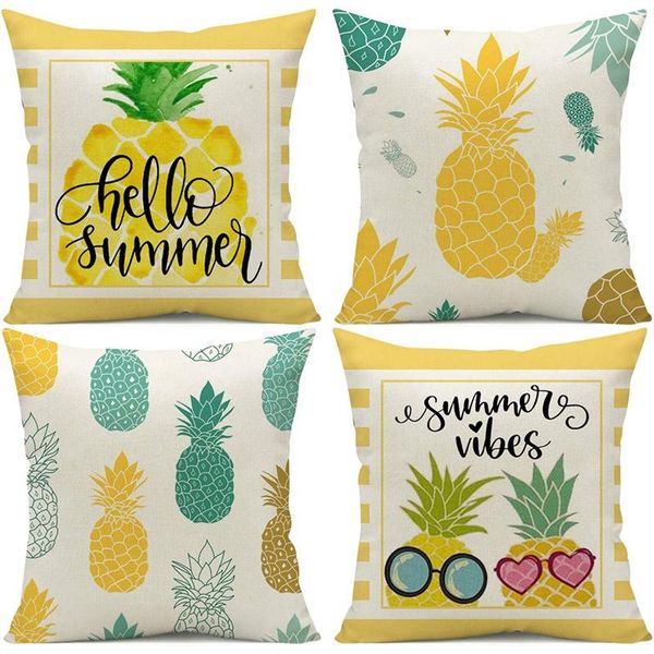 

pillow case summer covers 18x18 set of 4,throw farmhouse linen cushion decorations for home decor