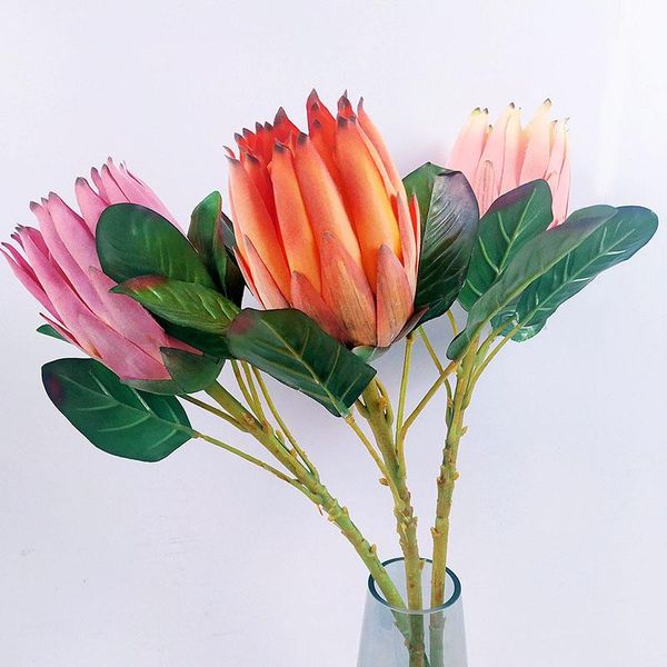 

decorative flowers & wreaths artificial flower africa protea cynaroides luxury silk king branches fake flores for home decoration wreath pla
