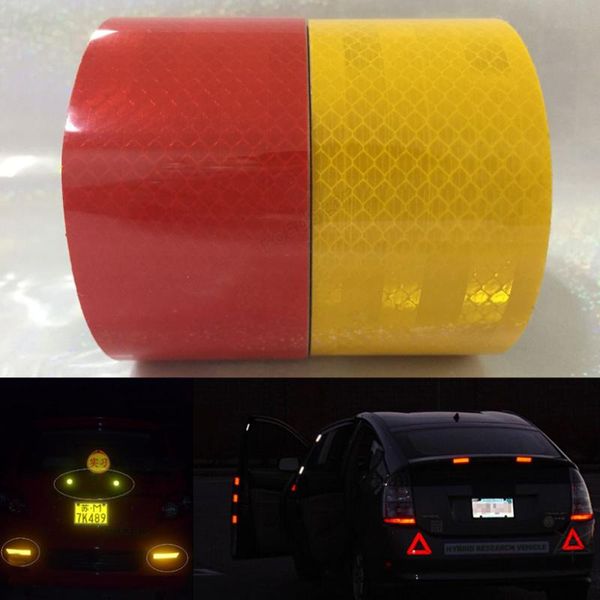 

50mm x 5m red/yellow reflective strips car stickers car-styling motorcycle decoration automobiles safety warning mark tape traffic light