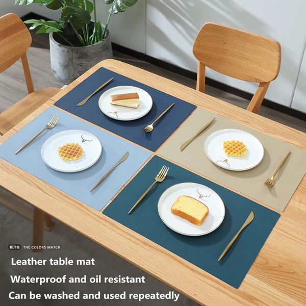 

mats & pads 1pcs leather western table mat waterproof oil-proof heat-insulation anti-scalding thickened plate bowl