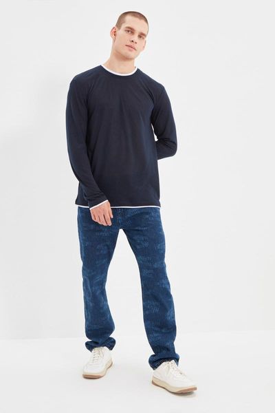 

men's jeans trendyol male regular fit laser tmnaw22je0803, Blue