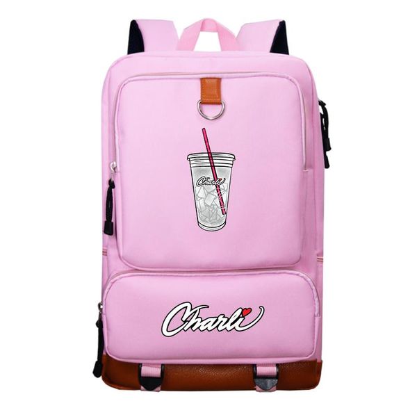 

backpack charli print men's and women's backpacks fashion university college schoolbag harajuku travel