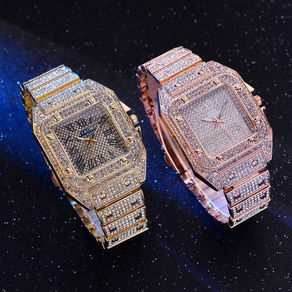 

wristwatches luxury diamonds watch mens quartz casual stainless steel band business watches relogio masculino, Slivery;brown