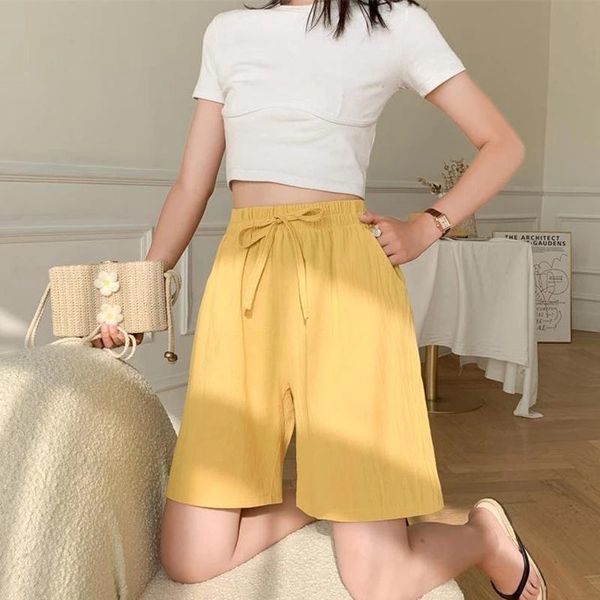 

women's shorts women 2021 summer casual solid cotton linen high waist loose for girls soft cool female m-3xl, White;black