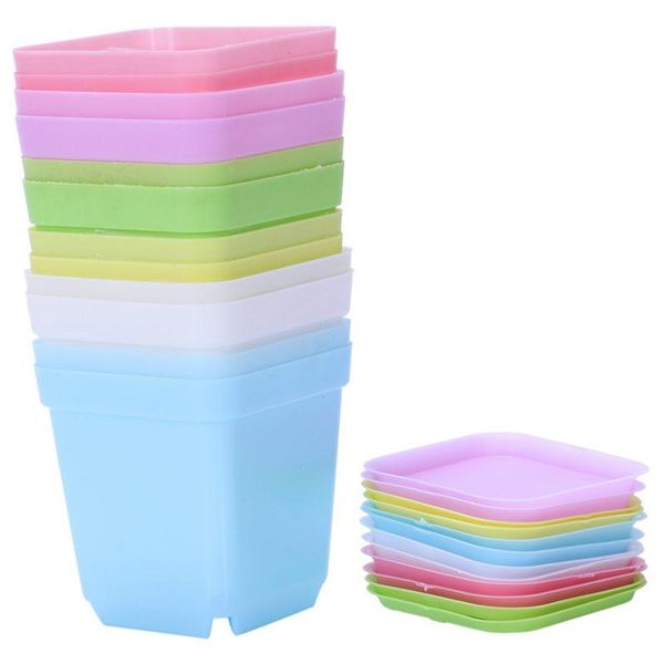 

planters & pots colorful plastic plant with saucers, set of 12