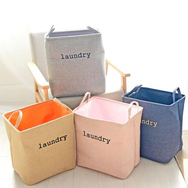 

laundry bags collapsible alphabet pattern hamper square sundries storage basket with handles