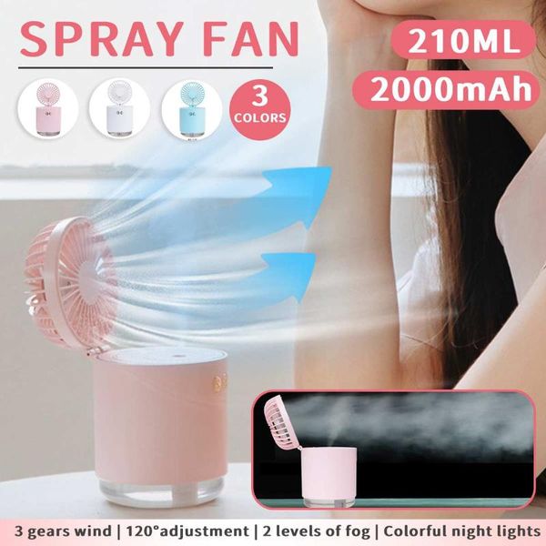 

electric fans 2in1 multifunction mini mist fan humidifier colorful 210ml water spray usb cooling air conditioner outdoor gifts