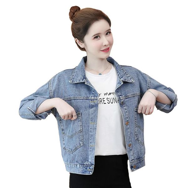 

women's jackets spring shredded oversize denim women jacket fashion letter print streetwear, Black;brown