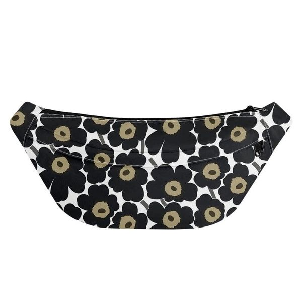 

women's nordic flower fanny pack fashion hip bag poppy printed waist female handy chest bags travel shoulder crossbody