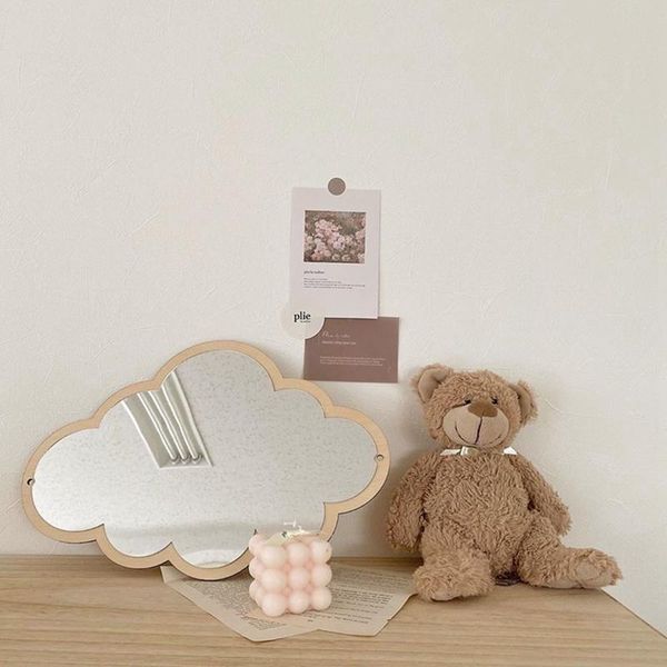 

compact mirrors nordic wood cloud acrylic decorative glass door living room wall mirror deskbedroom stickers hanging