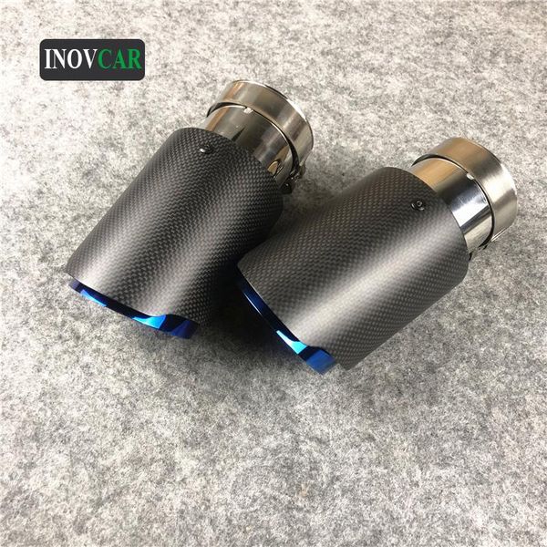 

motorcycle exhaust system one pcs for universal single blue stainless steel car tips manifold matte carbon fiber pipe muffler