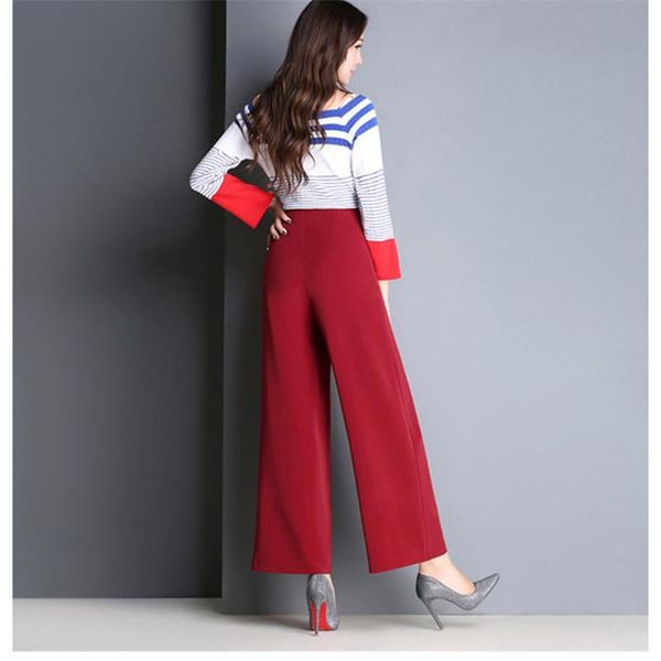 

women's pants & capris 2021 fashion casual high waist spring and autumn trousers women ankle length wide leg loose cj036, Black;white