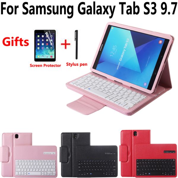 Detach sem fio Bluetooth teclado tablet case capa para samsung galaxy tab S3 9.7 SM-T820 T820 T825 com filme protetor de tela