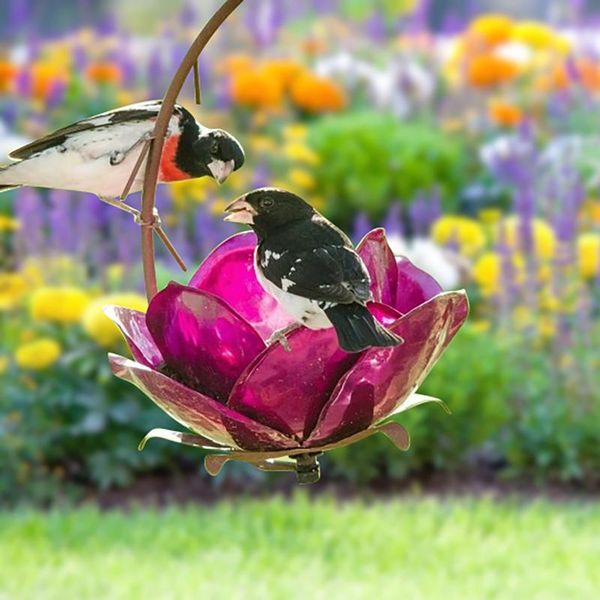 

hanging bird feeder metal flower garden pole art decoration #t2g hooks & rails