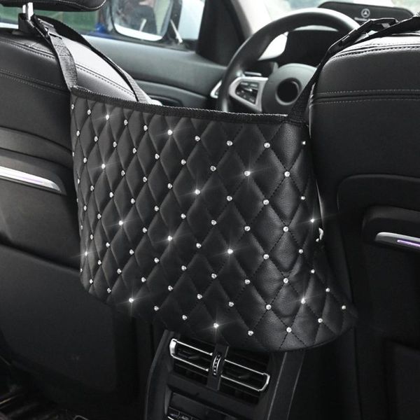 

car organizer 38*27cm seat handbag holderbling diamond holder leather hanging storage bag accessories