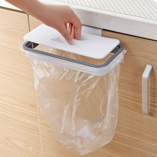 

portable plastic garbage hanging bag kitchen trash storage rack hook scouring pad dry shelf holder organzier & organization