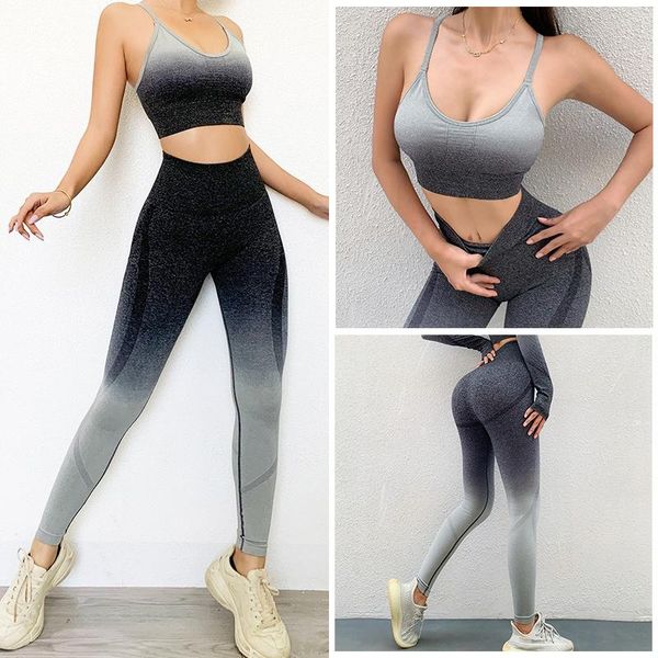 

yoga outfit suit gym push up clothes workout sport set padded sports bra high waist legging summer women fashion stretchy casual
