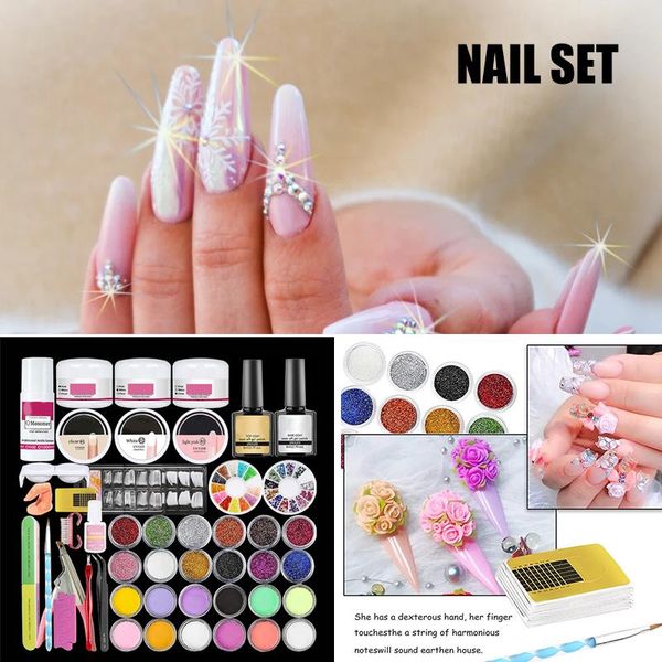 

nail art kits crystal set 24 colors glitter extended carved pollen novice beginners home practice m88