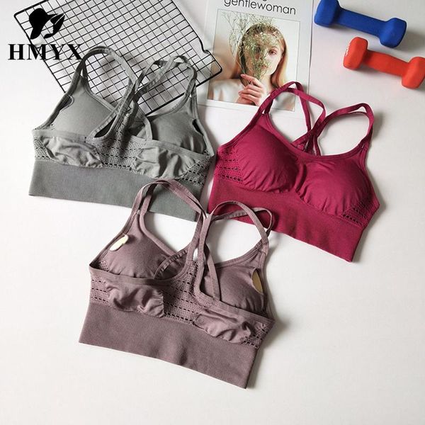 

yoga outfit seamless sports bra running back cross strappy with removable pads brassiere sport woman fitness gym clothing mujer