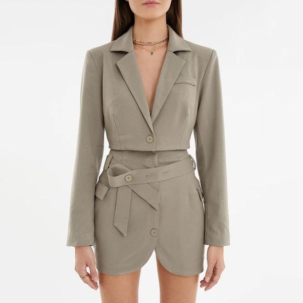 

two piece dress girl long-sleeved small suit high-waist cardigan single-breasted short skirt female 2021 autumn two-piece sexy, White