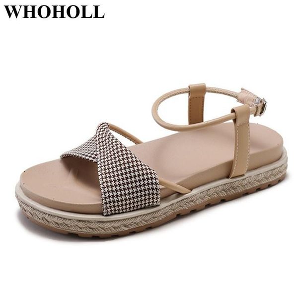 

women sandals summer shoes gladiator stylish female flat with platform student casual footwear ankle strap decor, Black