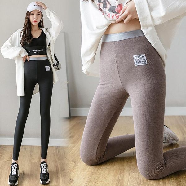

women's leggings plus size stretch and fat fashion slim stacked pants women, Black
