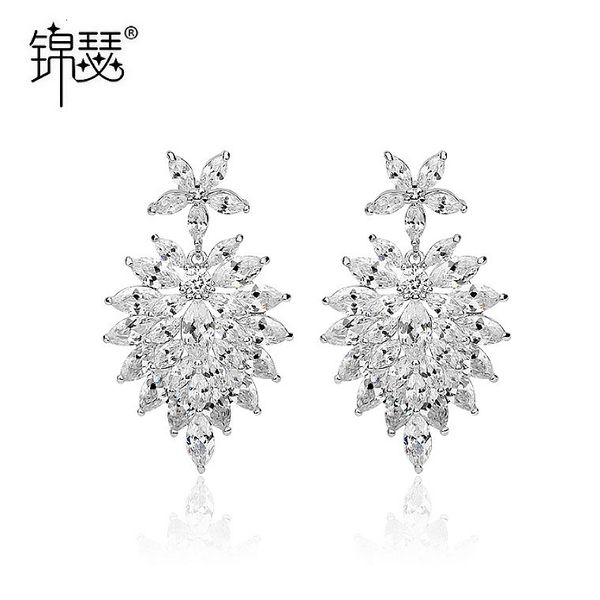 

jewelry charm stud fashion dinner aaa zircon earrings bride's day, Golden