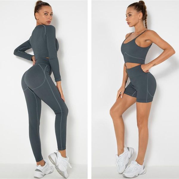 

yoga outfit seamless sets comfortable summer & winter fitness set women sportwear elastic high waist ss slim fit breathble crop top