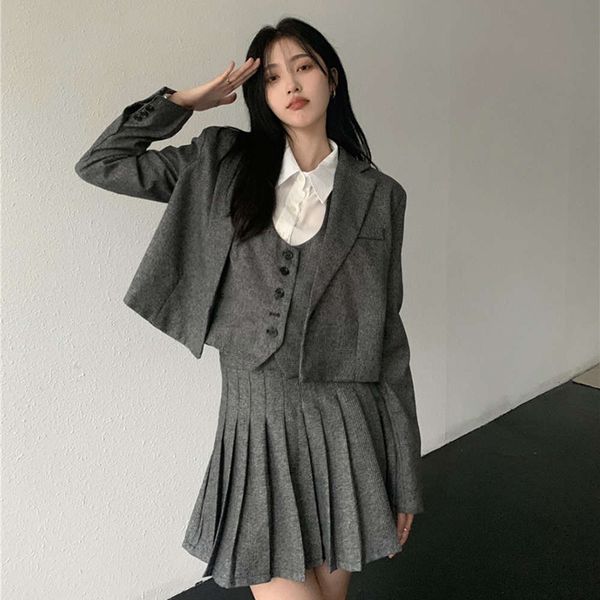 

party dresses suit coat women's spring and autumn 2021 casual loose guima girl's little versatile college style fashion effk, White;black