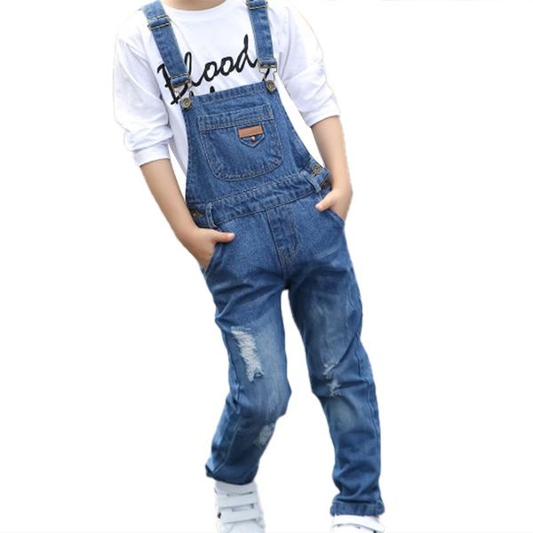 

denim overalls for girls ripped jeans pants children clothes spring autumn teenage jumpsuit kids trousers suspender jumpsuits, Blue