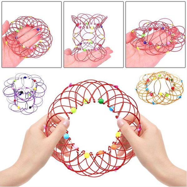 

mandala flower basket toy for kids, flexible handmade wire creative magic loops fidget toy iron ring ornament funny rotating fidgets anxiety