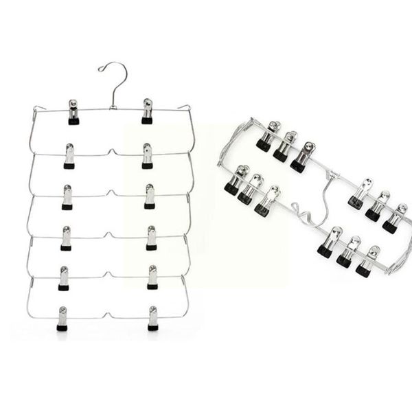

hooks & rails multi layer clothes hangers clothing storage rack holder pants with clips 12 skirt metal wardrobe drying foldi w1y6