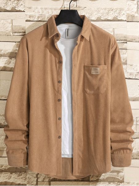 

men 1pc corduroy solid shirt i3l3#, White;black