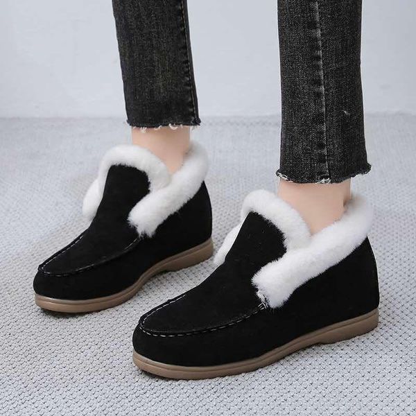 

boots women's 2021 round toe fashion short warm pure color plush casual, Black