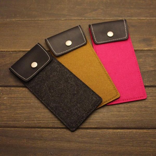 

sunglasses frames multifunction eyeglass case portable outdoor home dustproof felt cloth leather splice glasses pouch box, Silver