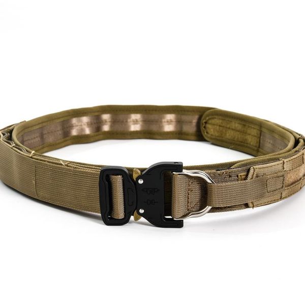 

waist support outdoor military army fighter belt rg hunting shooter double layer hard, Black;gray