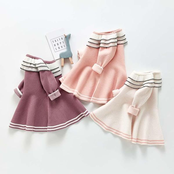 

girl's dresses baby girls casual knitted autumn winter knitting sweaters clothing sweet princess costumes toddler warm clothes 0-3years, Red;yellow