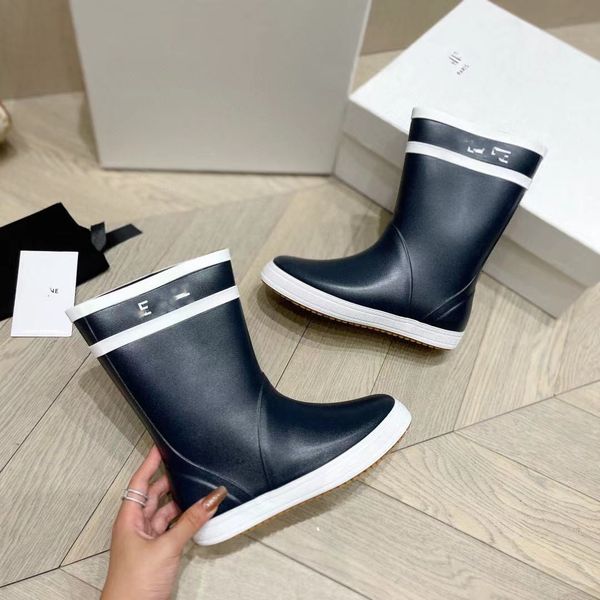 

2021 net red rain boots spring and summer short fashion medium avocado green thin style waterproof, Black