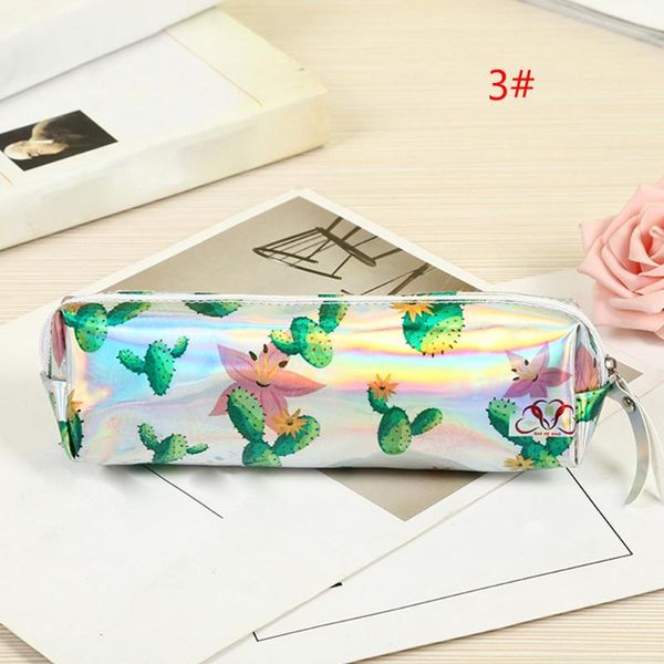 

cactus pattern pencil bag waterproof large capacity pen case cartoon holographic school supply for girl boys stationery bags