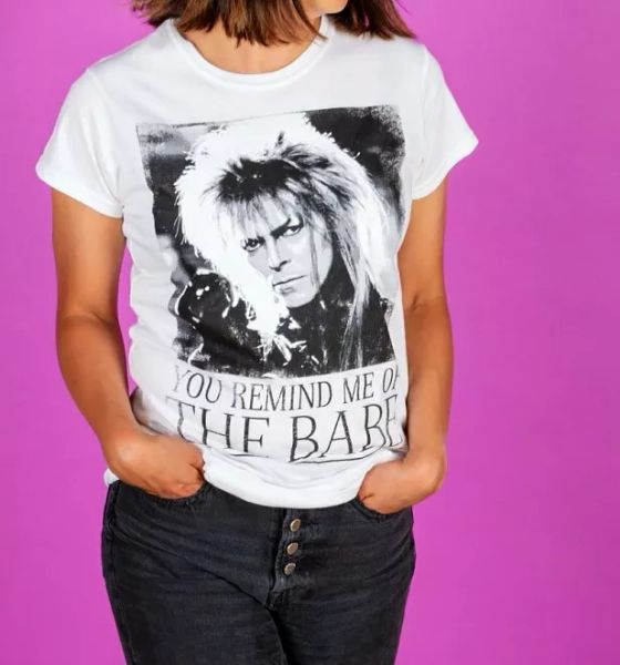 

official women's white you remind me of the babe bowie labyrinth fitted t-shirt, White;black