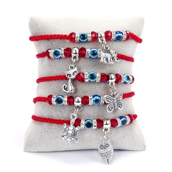 Amerika Europa Beliebtes rotes, kaltes, blaues Evil-Eye-Charm-Schildkröten-Schmetterlings-Armband