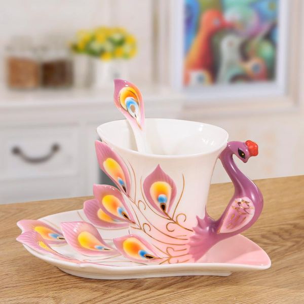 

cups & saucers creative animal ceramic coffee cup and saucer set funny cute bone china dinnerware sets vaso para cafe mug bd50cs