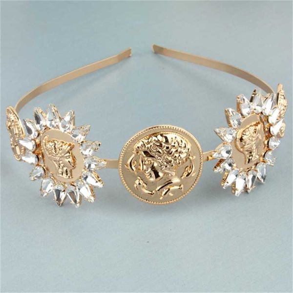 

fashion new baroque fashion show crystal metal hair human band simple headdress girl, Golden;silver