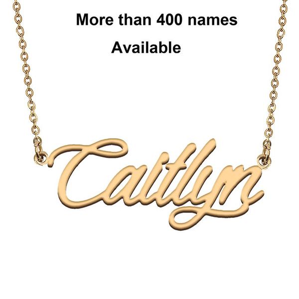 

chains cursive initial letters name necklace for caitlyn birthday party christmas year graduation wedding valentine day gift, Silver
