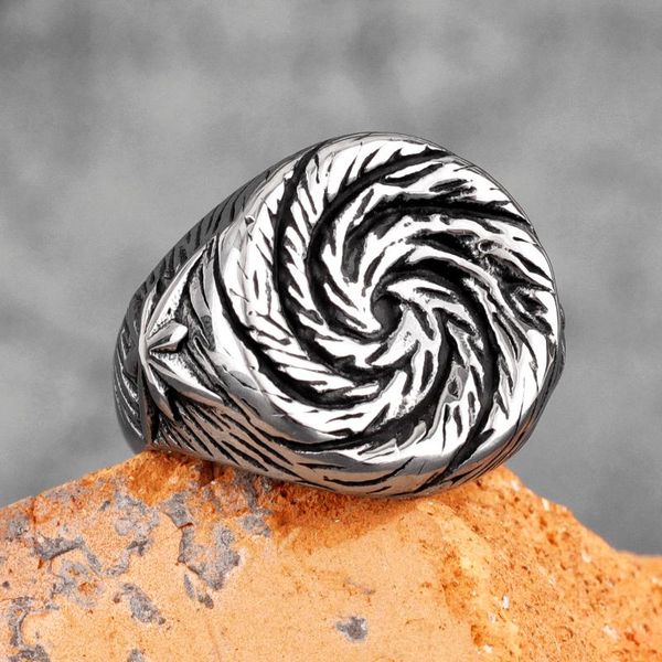 

cluster rings black hole swirl flower stainless steel mens punk unique amulet for male boyfriend biker jewelry creativity gift wholesale, Golden;silver
