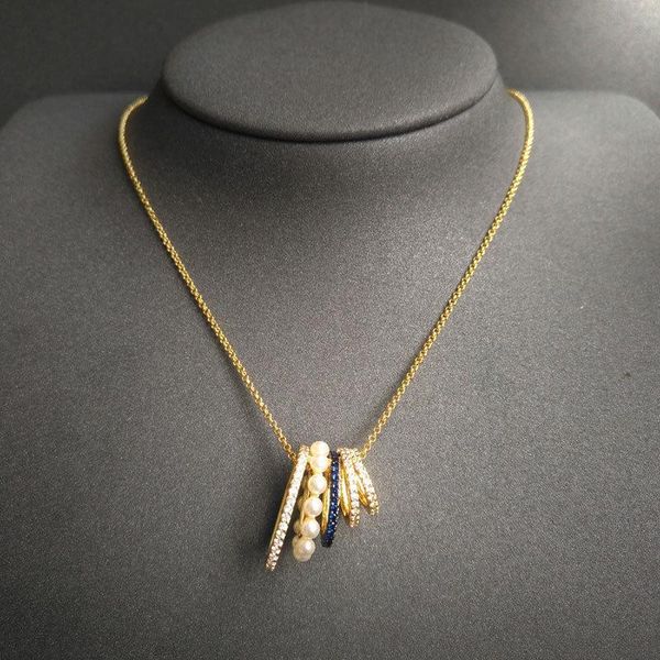

gold color pearl party women's multi circle pendant necklace fashion female necklaces simple ladies zirconia jewelry gifts zk40, Silver